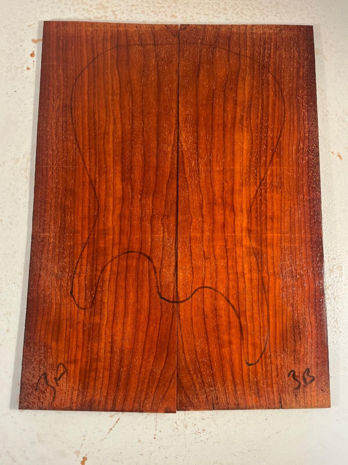 AAA Grade African Padouk Electric Guitar Drop Top Book Matched Set No:03