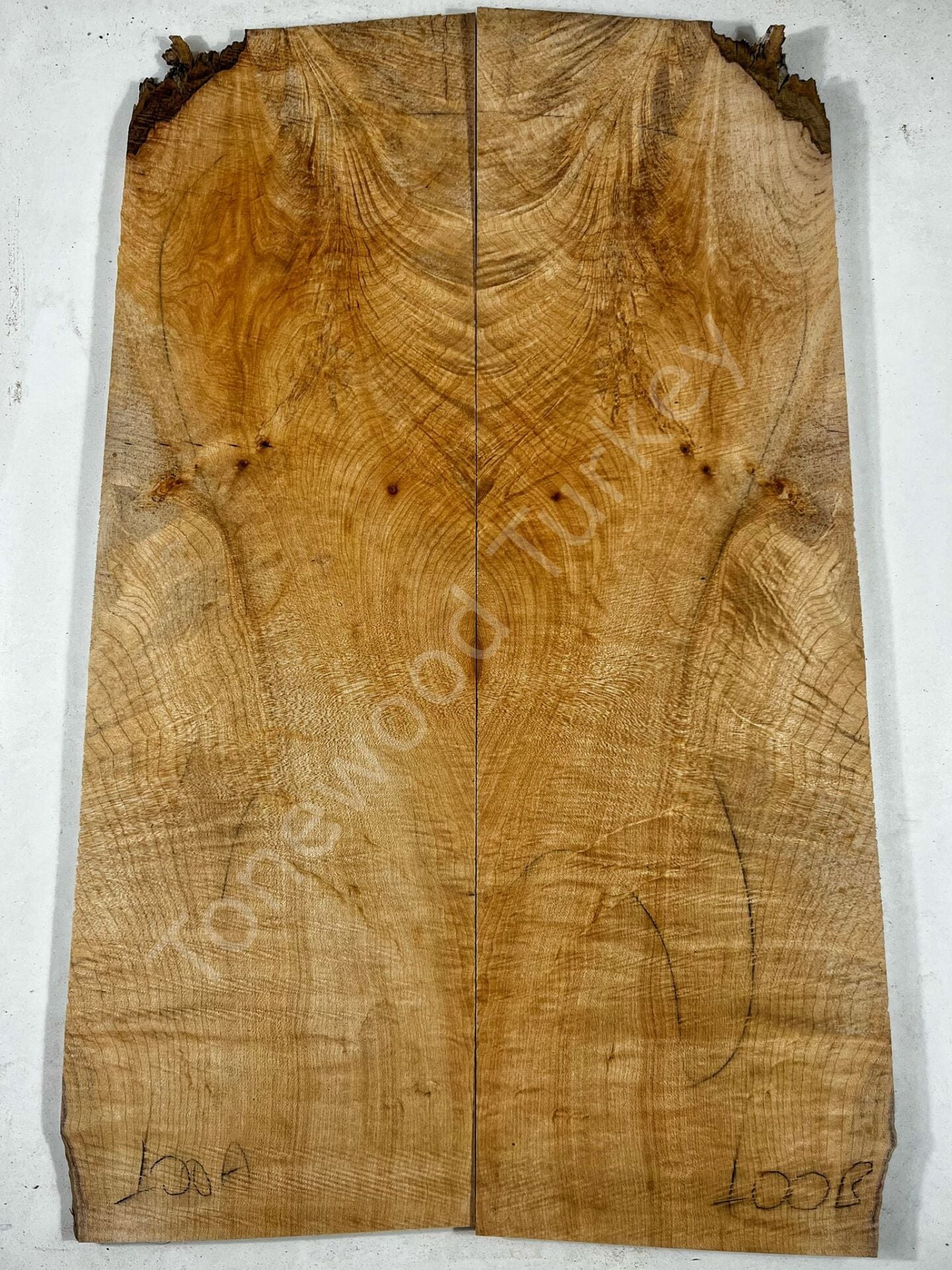 Figured Flame Maple Drop Top Luthier Guitar Figured Wood Bookmatched Set No:100
