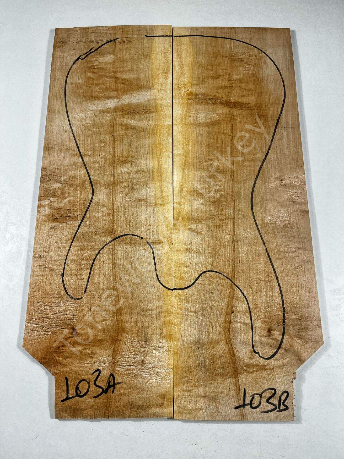 Figured Maple Drop Top Luthier Guitar Figured Wood Bookmatched Set No:103