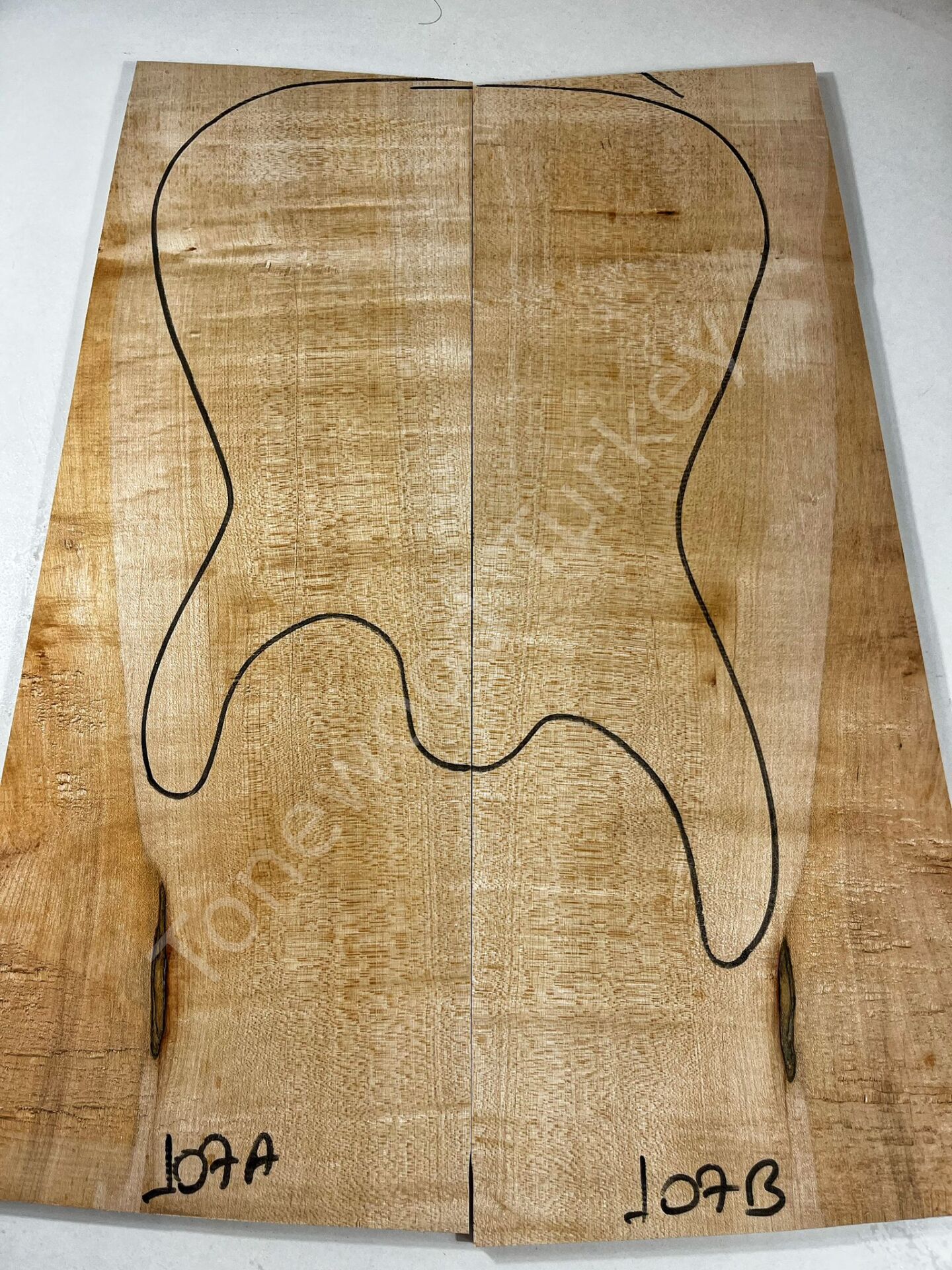 Inkline Flame Maple Drop Top Luthier Guitar Figured Wood Bookmatched Set No:107