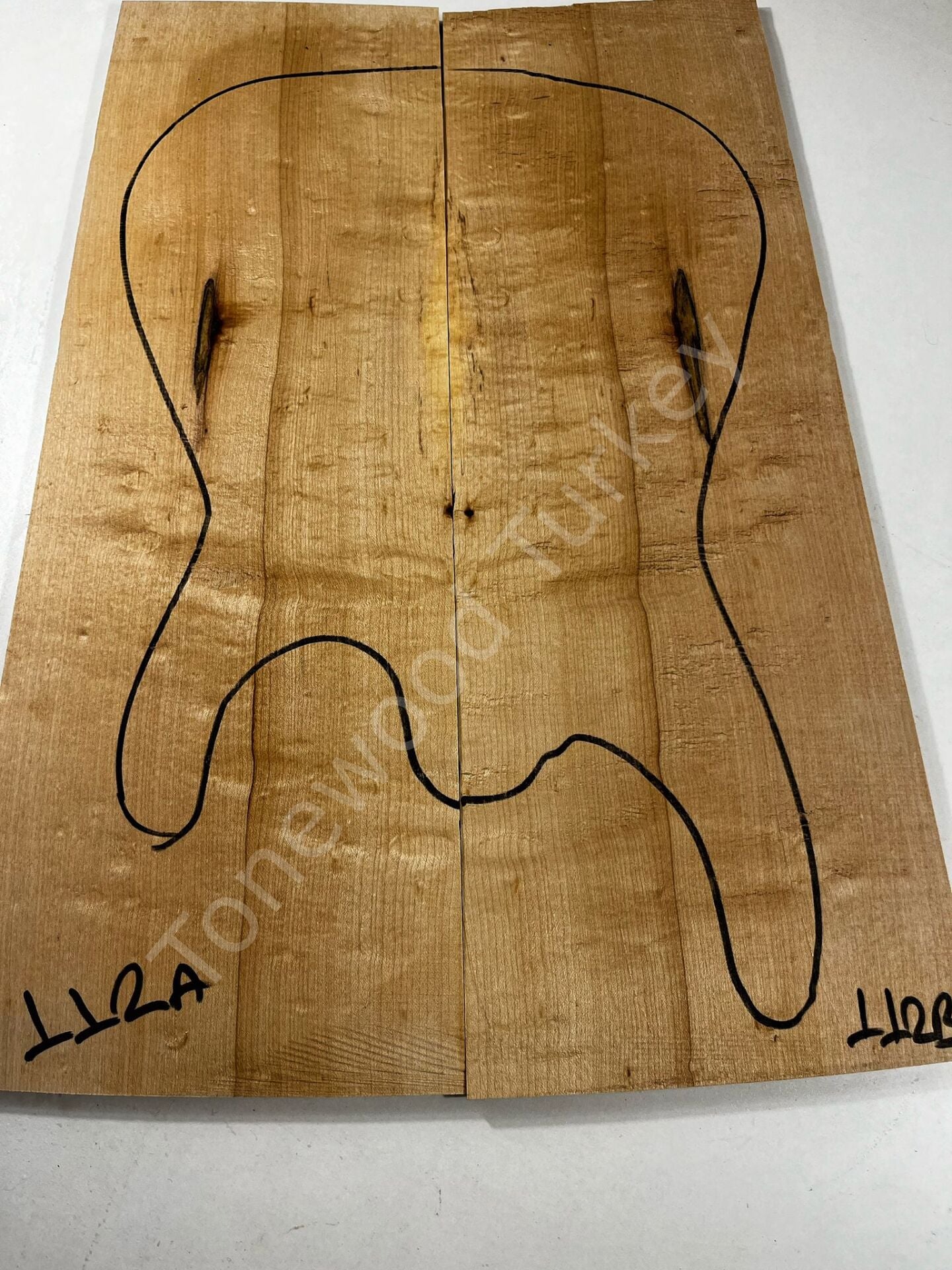 Inkline Quilted Maple Drop Top Luthier Guitar Figured Wood Bookmatched Set No:112