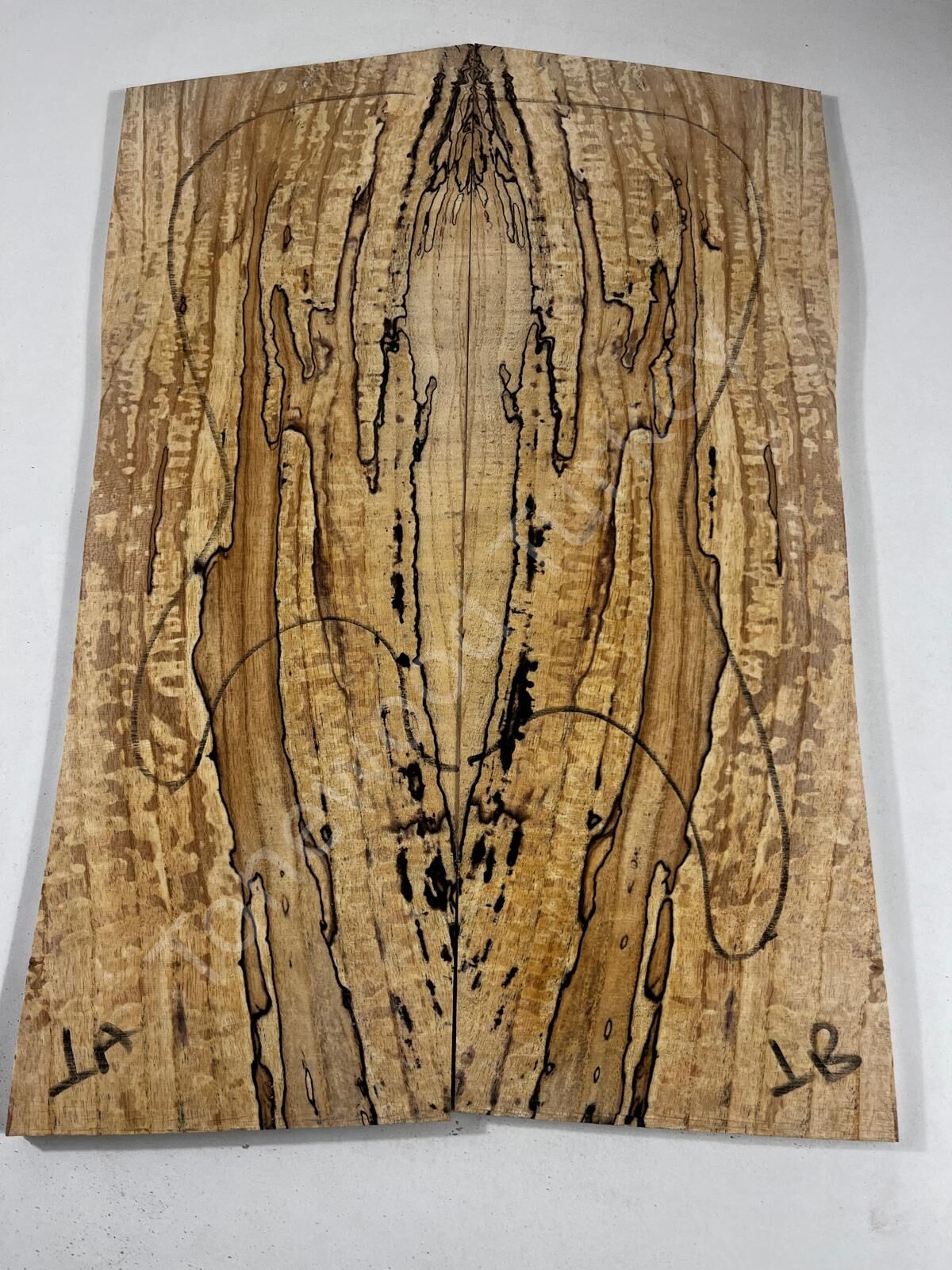Master Grade Spalted Swamp Ash Drop Top Wood For Electric Bass Guitar no:1