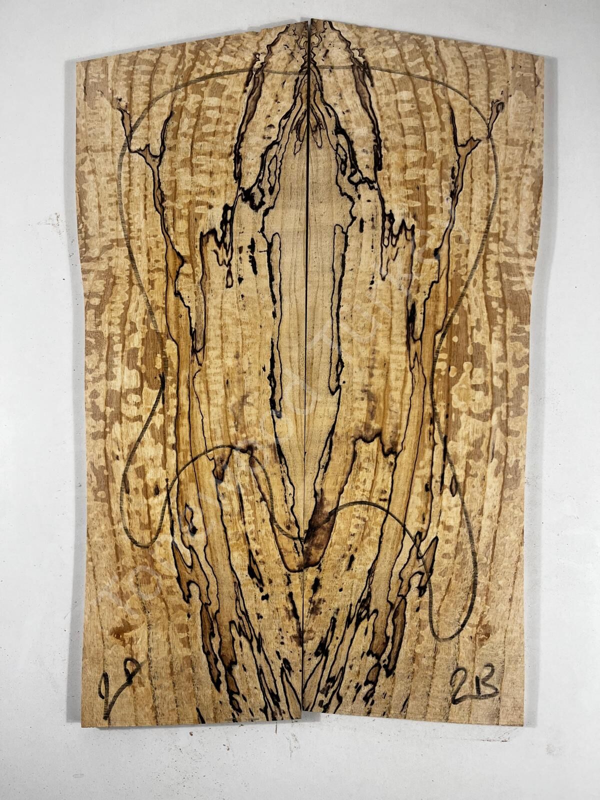 Master Grade Spalted Swamp Ash Drop Top Wood For Electric Bass Guitar no:2