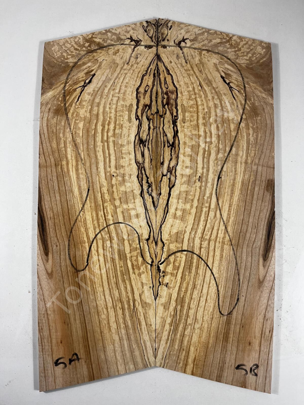 AAA Grade Spalted Swamp Ash Drop Top Wood For Electric Bass Guitar no:5