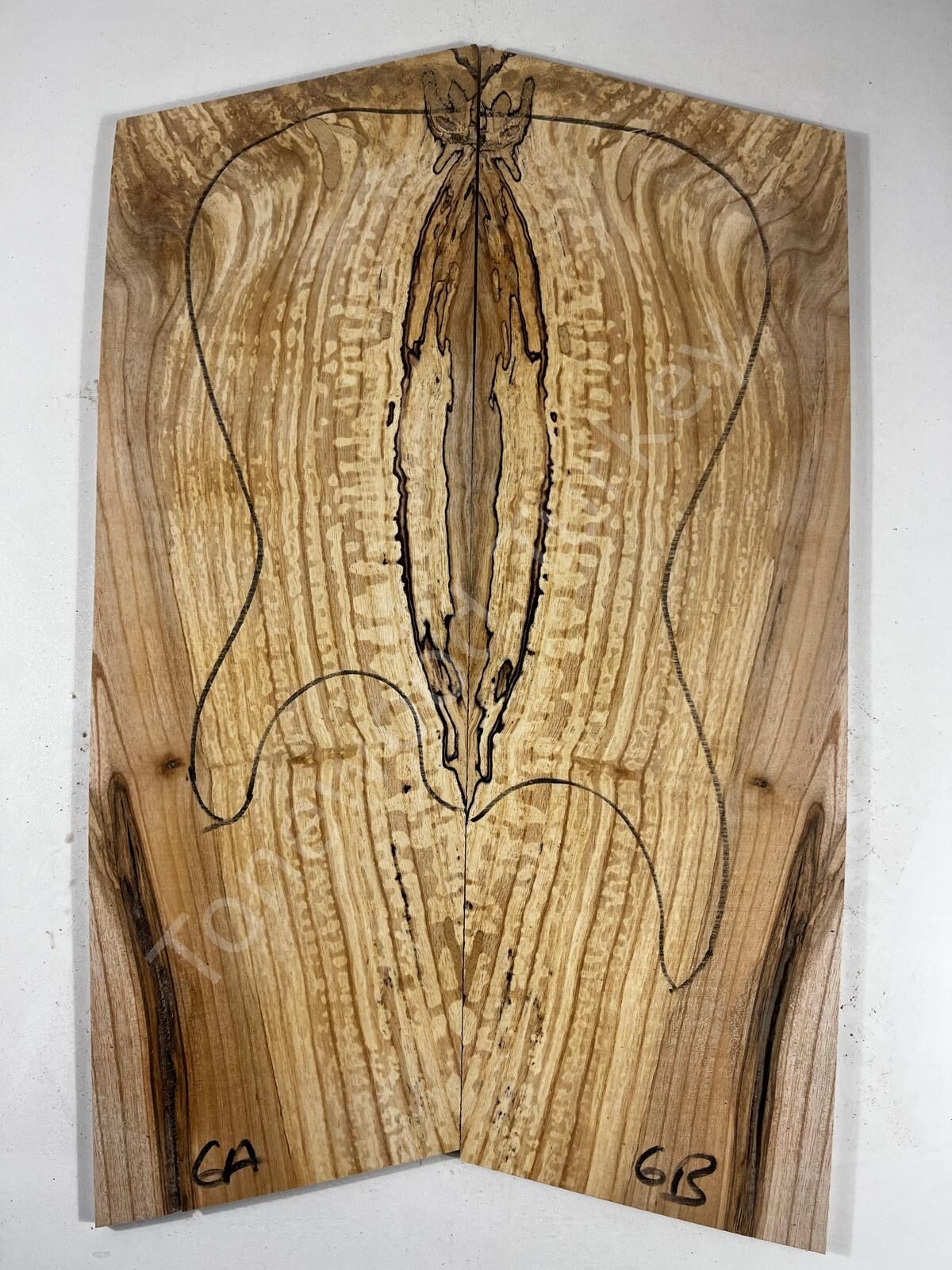 AA Grade Spalted Swamp Ash Drop Top Wood For Electric Bass Guitar no:6