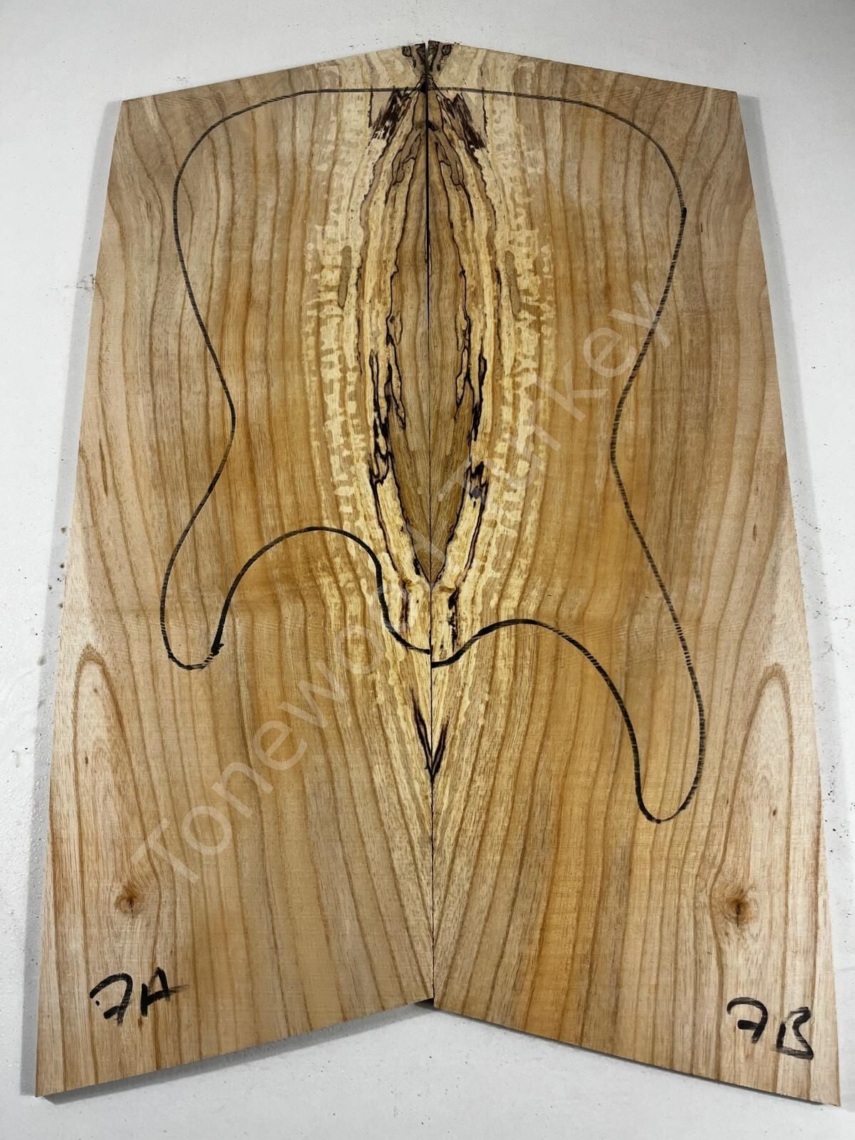 AA Grade Spalted Swamp Ash Drop Top Wood For Electric Bass Guitar no7