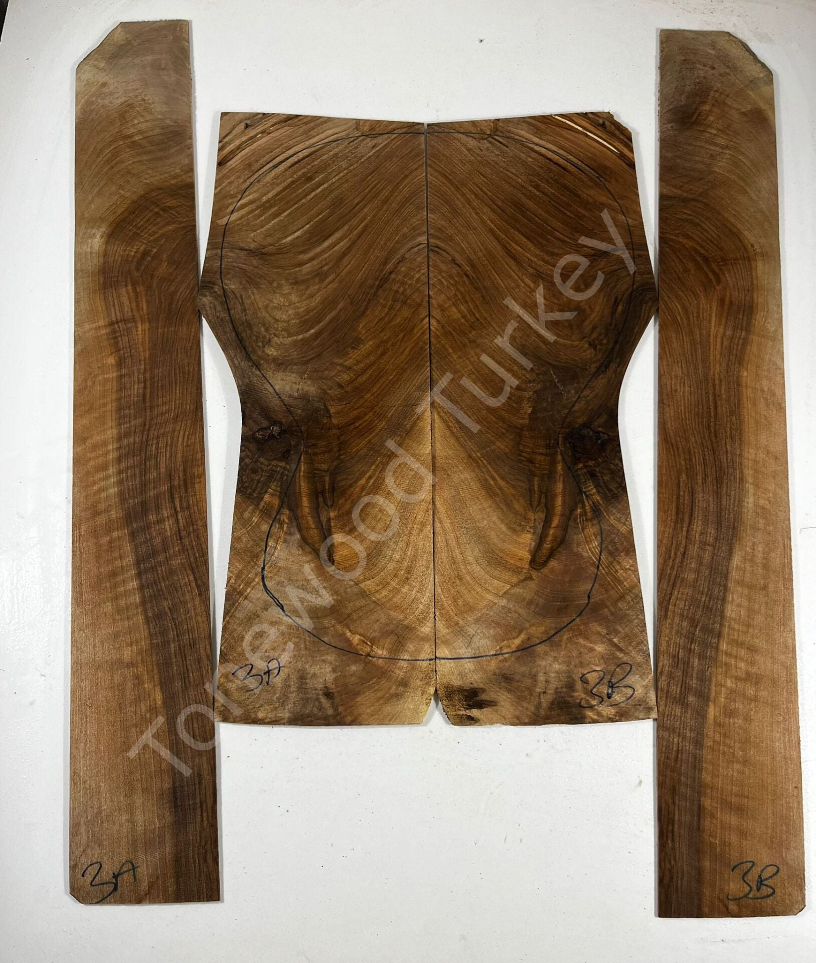 Turkish Walnut Acoustic Guitar Back And Sides set #3