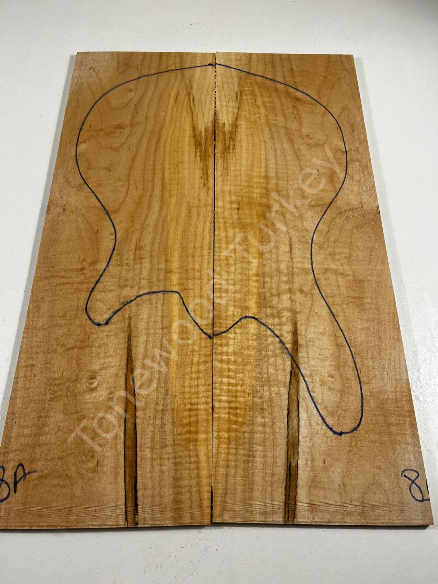 AA Grade Curly Maple Drop Top Luthier Guitar Figured Wood Bookmatched Set No:8
