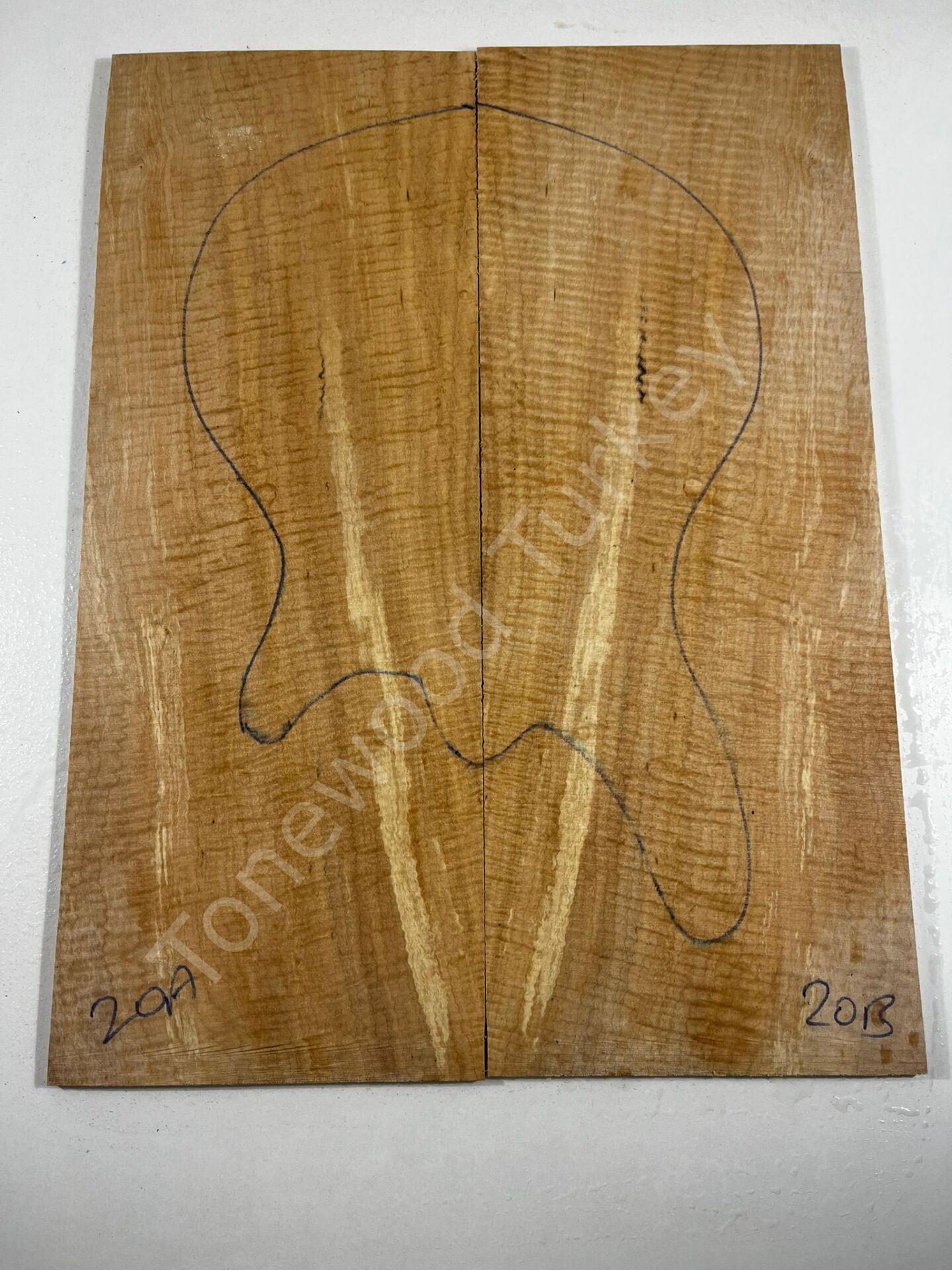 Master Grade Curly Maple Drop Top Luthier Guitar Figured Wood Bookmatched Set No:20