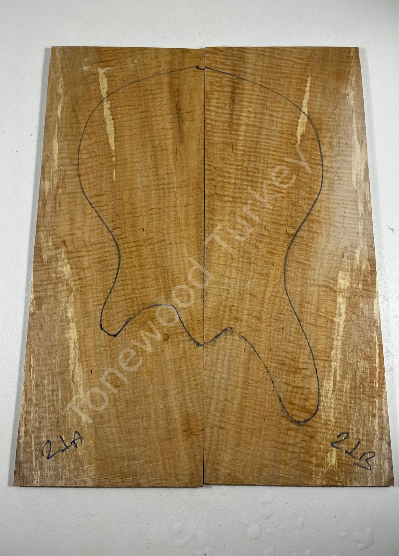 Master Grade Curly Maple Drop Top Luthier Guitar Figured Wood Bookmatched Set No:21