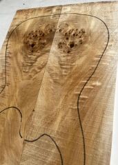 AA Grade Poplar Mappa Burl Bookmatched Guitar Drop Top Luthier Tonewood #18