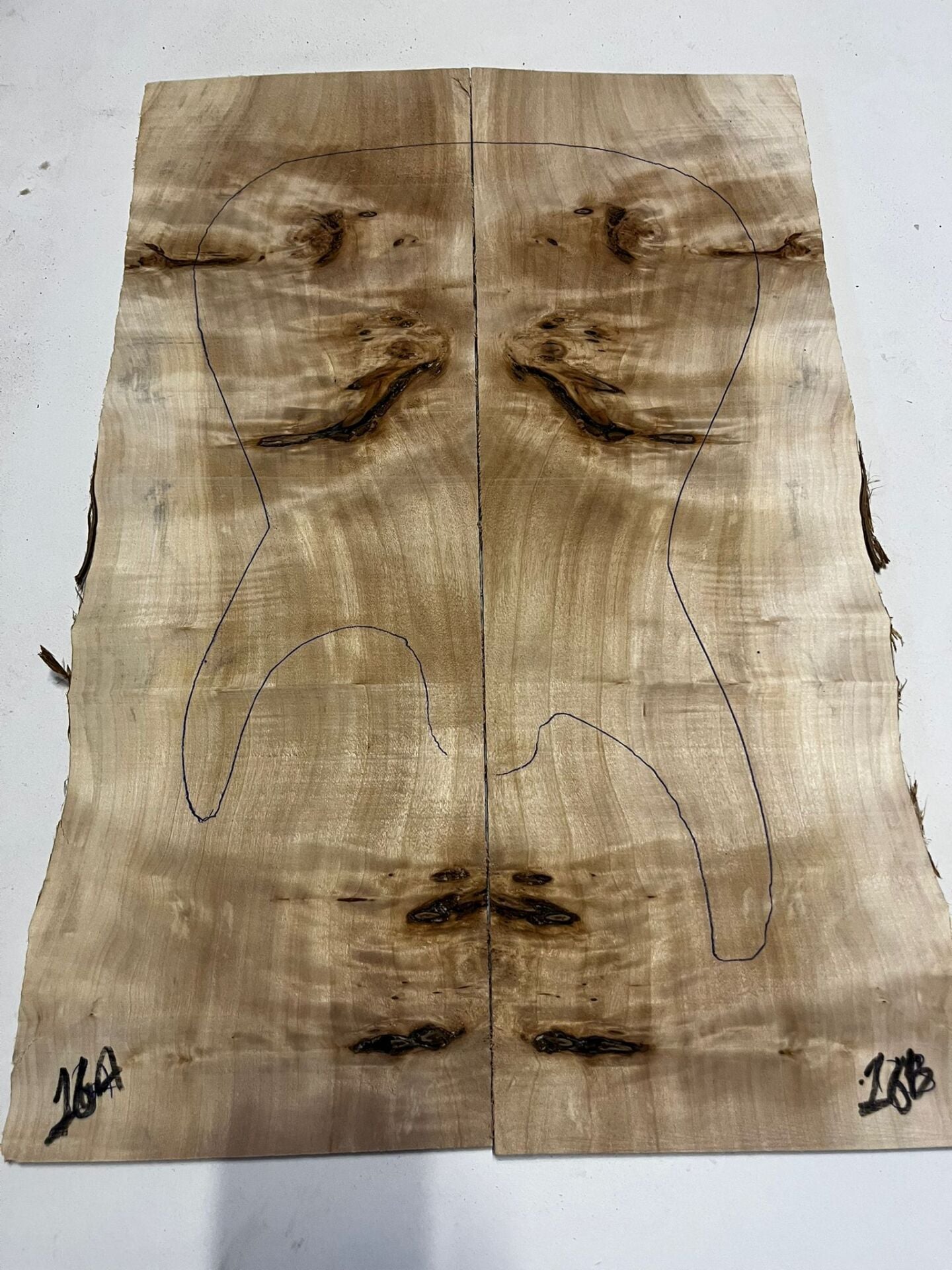 Master Grade Poplar Mappa Burl Bookmatched Guitar Drop Top Luthier Tonewood #16