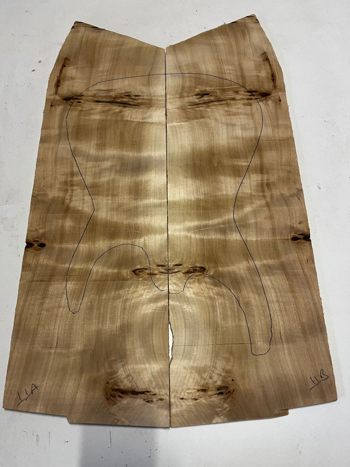 A Grade Poplar Mappa Burl Bookmatched Guitar Drop Top Luthier Tonewood #11