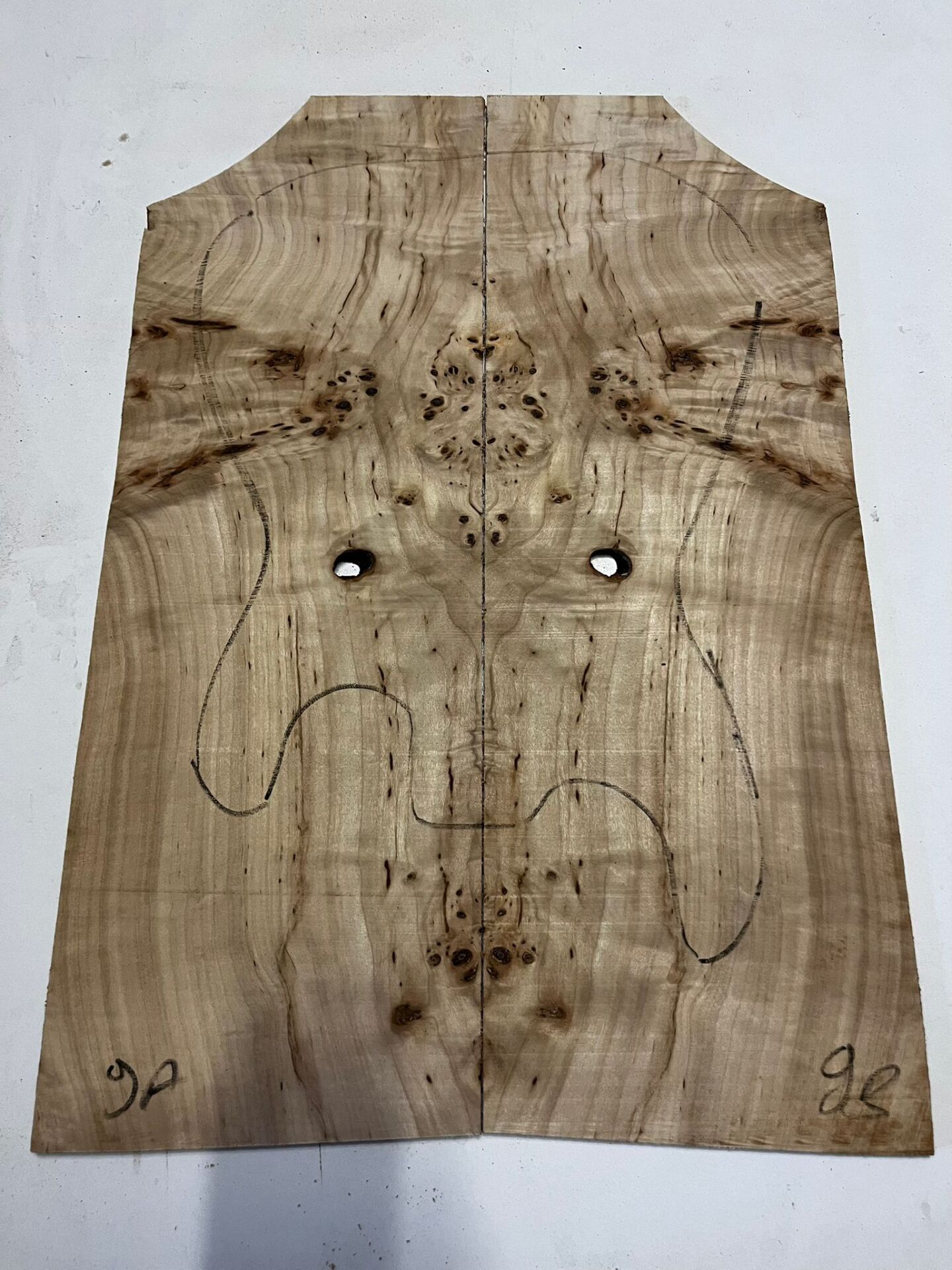 AAA Grade Poplar Mappa Burl Bookmatched Guitar Drop Top Luthier Tonewood #9