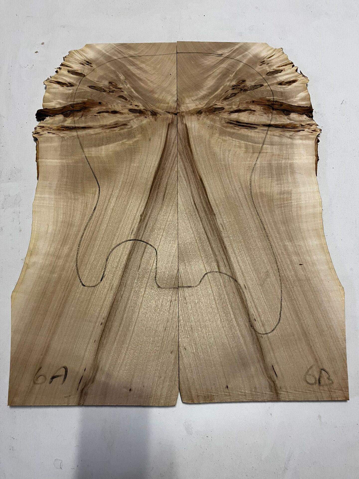 AA Grade Poplar Mappa Burl Bookmatched Guitar Drop Top Luthier Tonewood #7