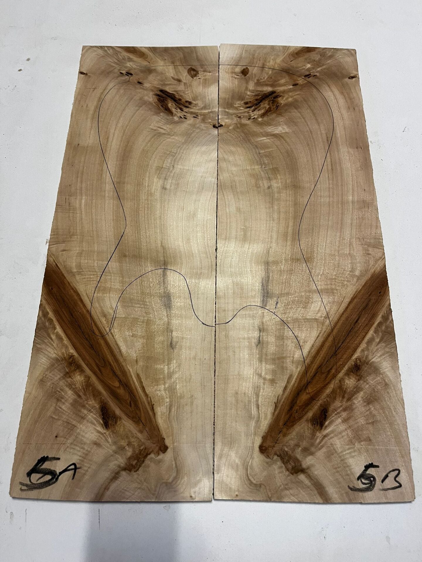 A Grade Poplar Mappa Burl Bookmatched Guitar Drop Top Luthier Tonewood #5