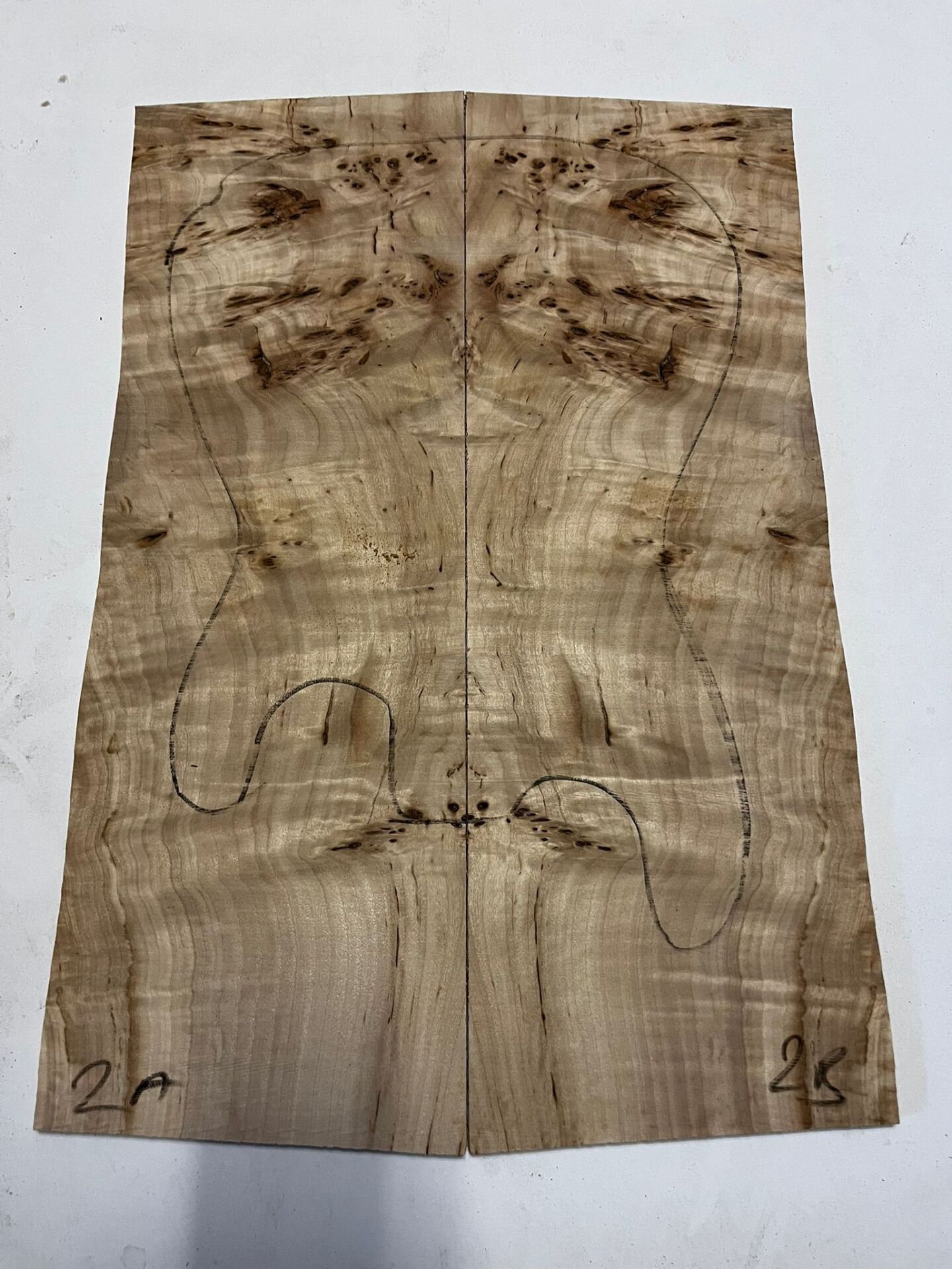 AAA Grade Poplar Mappa Burl Bookmatched Guitar Drop Top Luthier Tonewood #2
