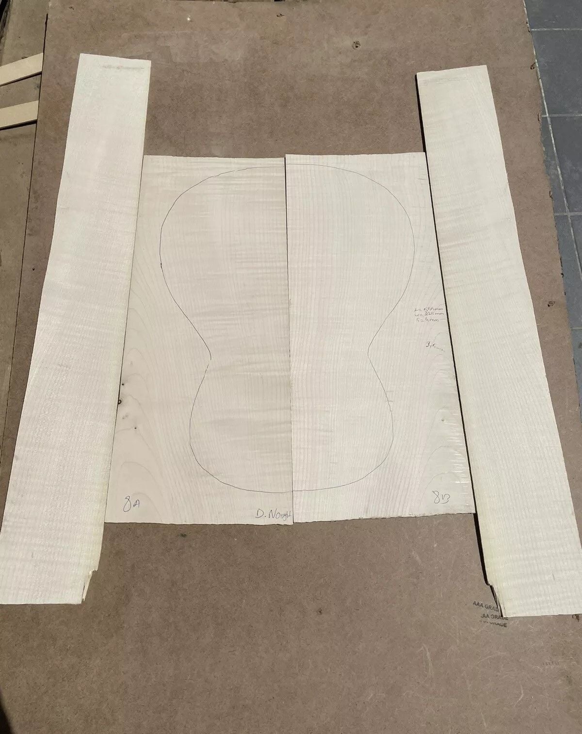 Flame Maple Acoustic / Classical Guitar Back And Sides #8