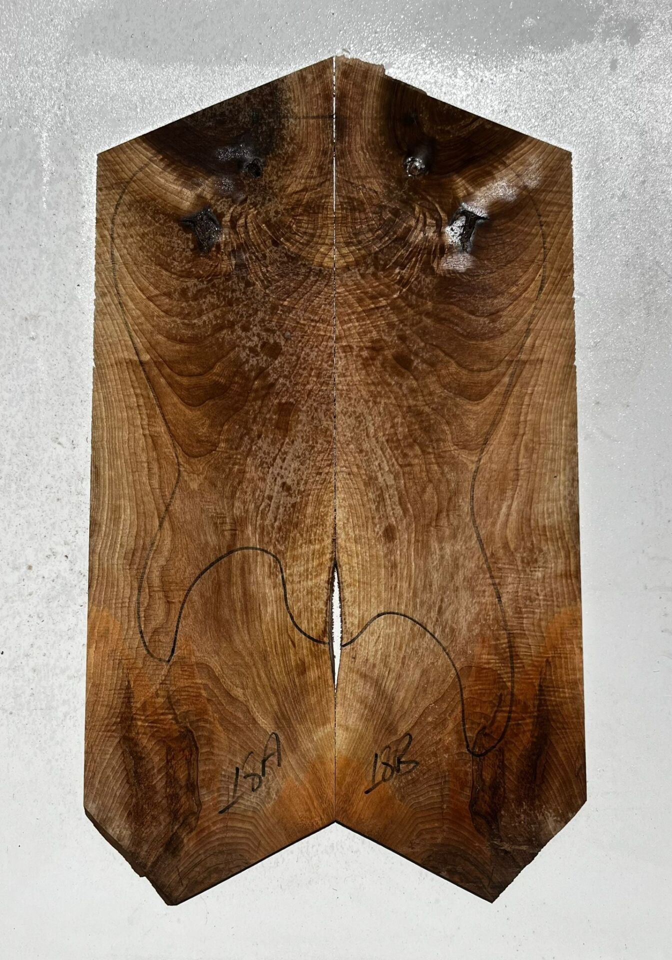 Flame Walnut Drop Top Luthier Guitar Figured Wood Bookmatched Set No:18