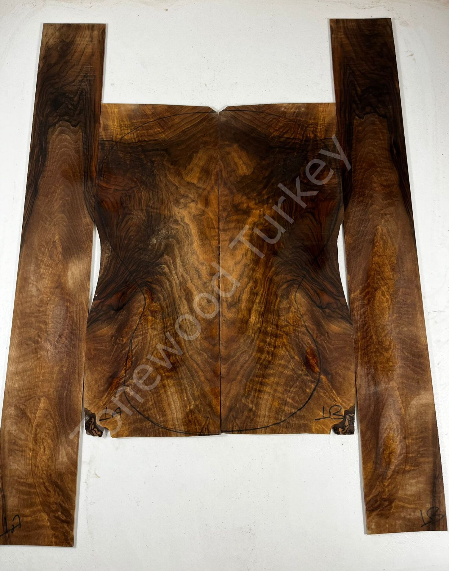 Master Grade Burl Walnut Acoustic Guitar Back And Sides set #1