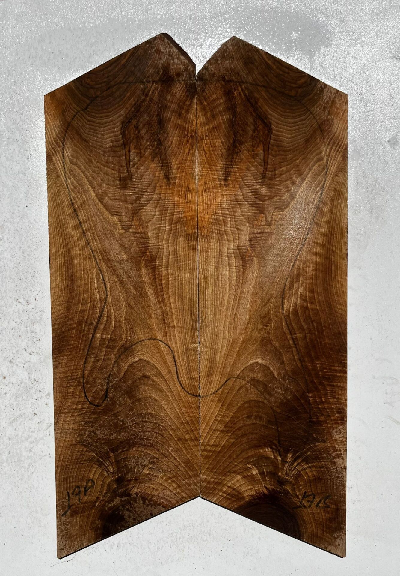 Turkish Walnut Drop Top Luthier Guitar Figured Wood Bookmatched Set No:17