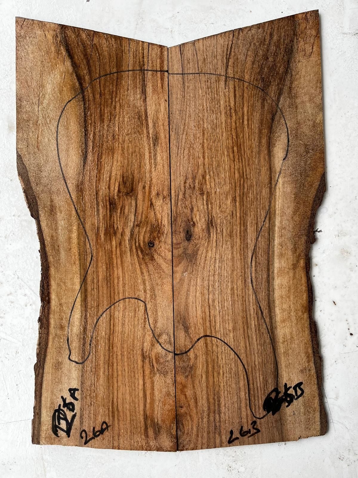 Turkish Walnut Drop Top Luthier Guitar Figured Wood Bookmatched Set No:26