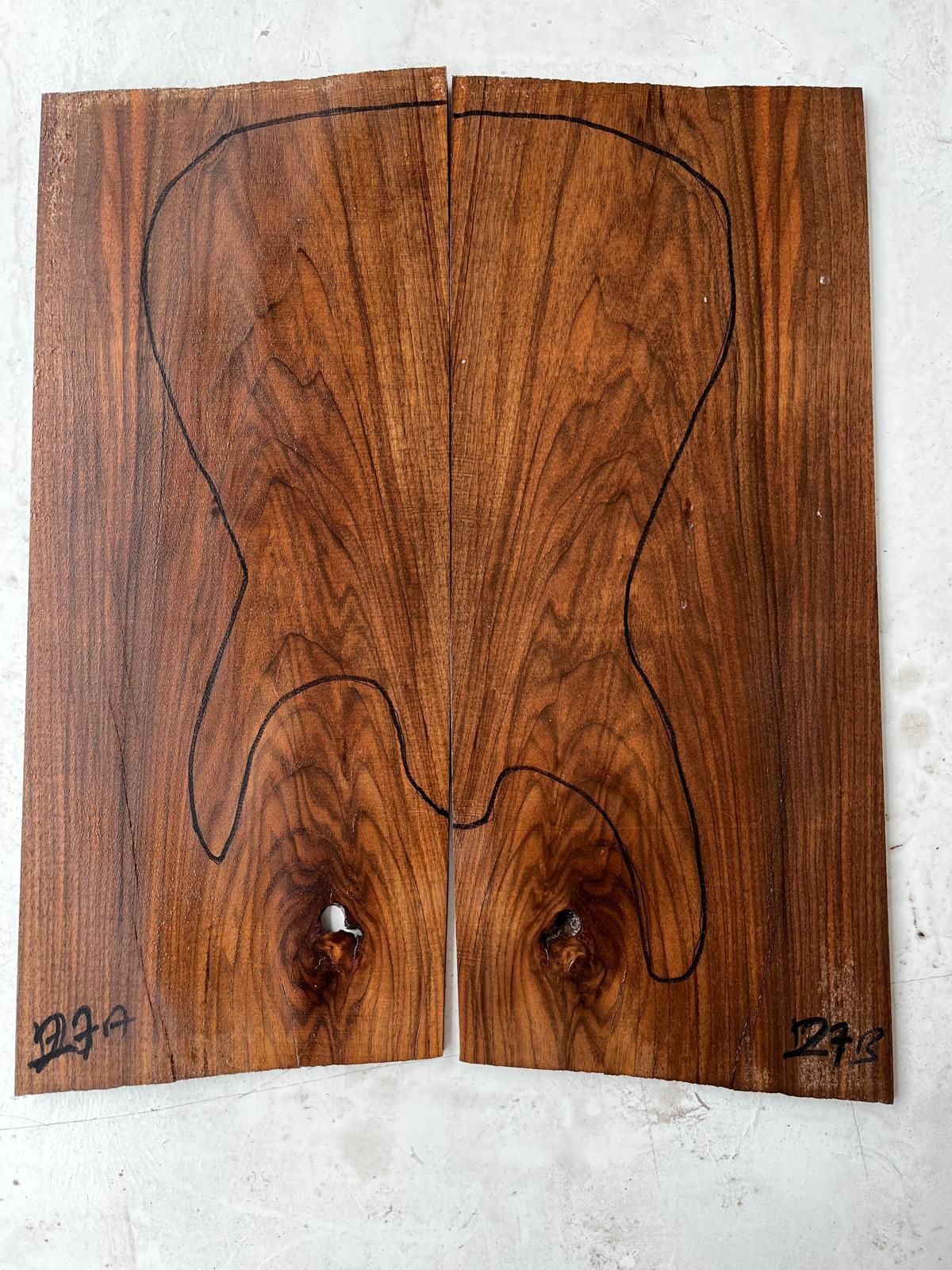 Turkish Walnut Drop Top Luthier Guitar Figured Wood Bookmatched Set No:27
