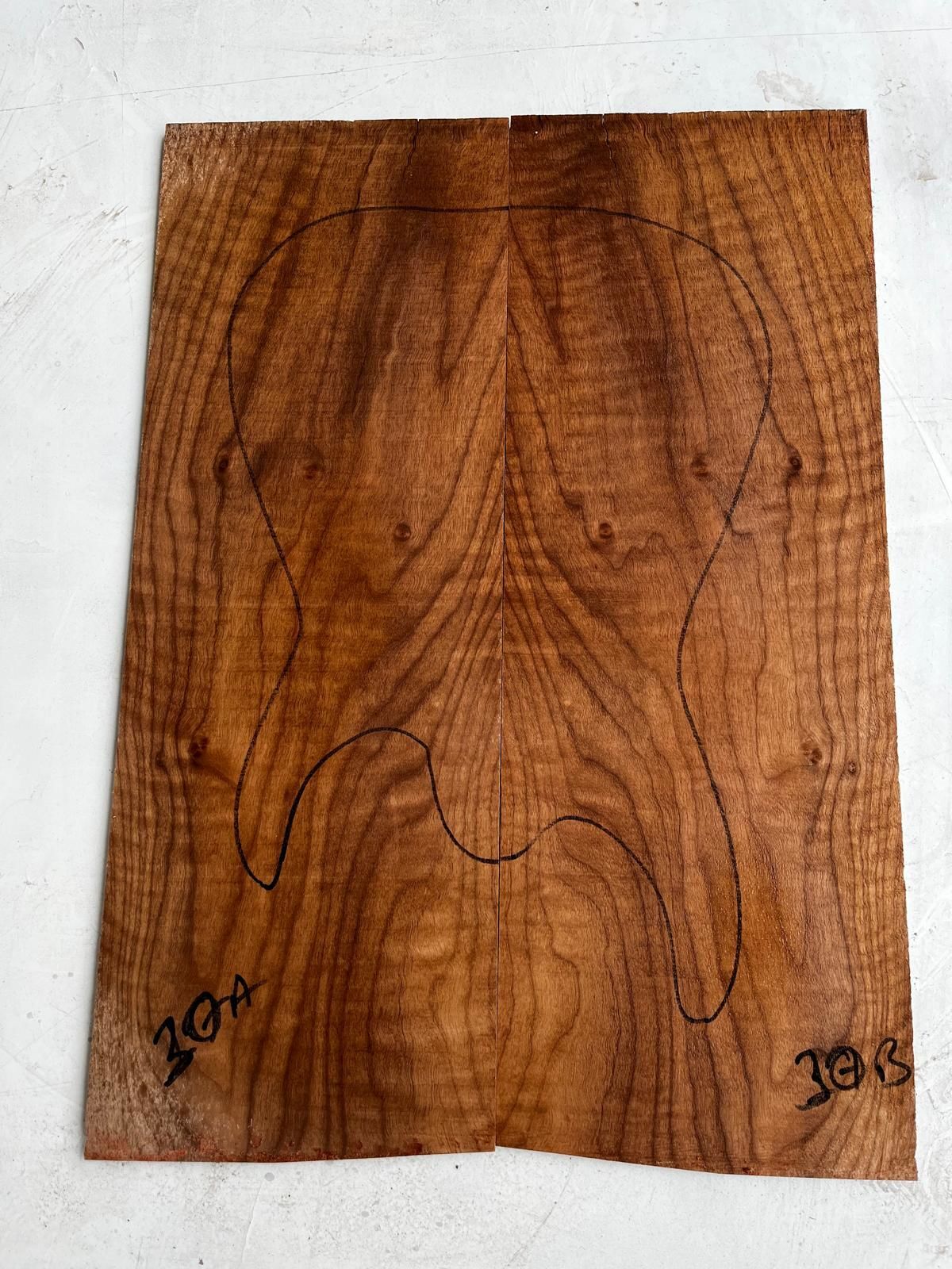 Turkish Walnut Drop Top Luthier Guitar Figured Wood Bookmatched Set No:30